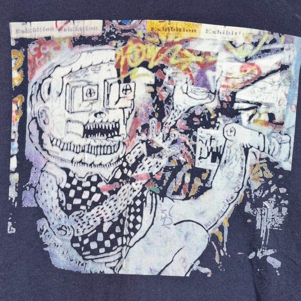 American Apparel Mens XL Navy Blue Abstract Graphic Print T-Shirt Made in USA